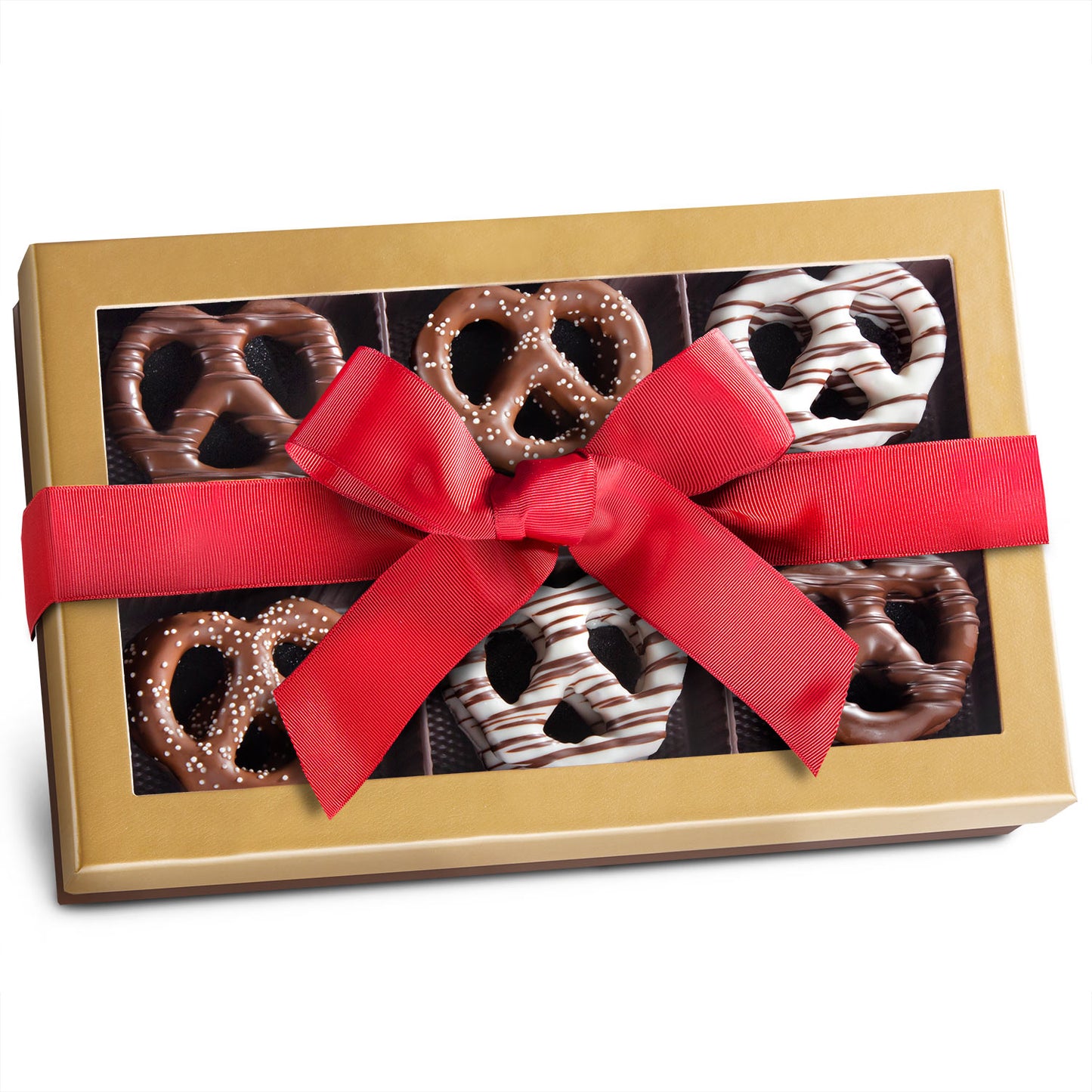 12 Chocolate-Confection Covered Pretzels Gift Box