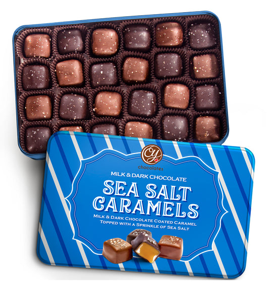 Milk & Dark Chocolate Sea Salt Caramels Tin