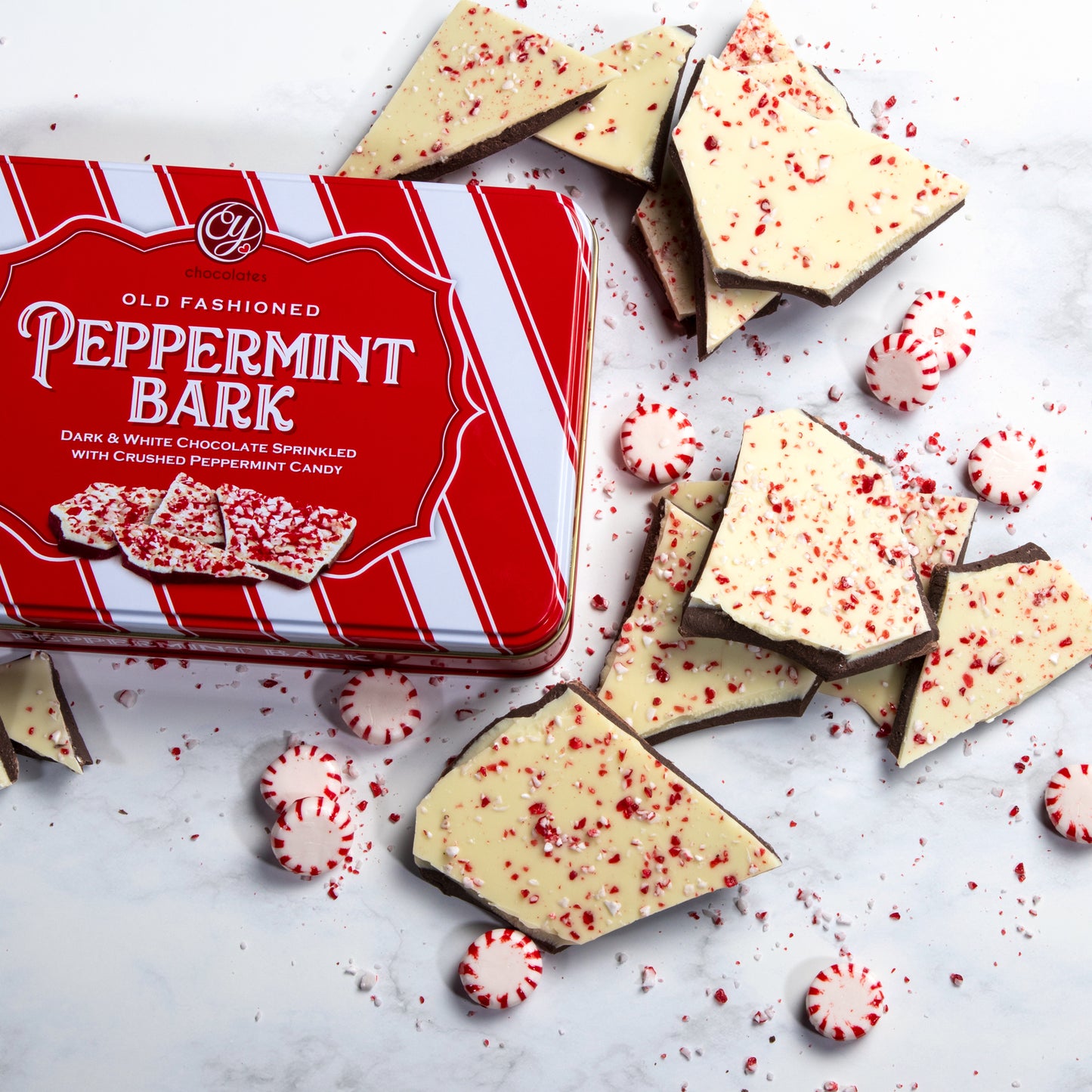 Dark & White Layered Peppermint Bark Gift Tin