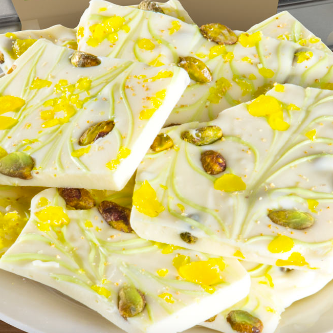 White Chocolate Lemon Pistachio Bark